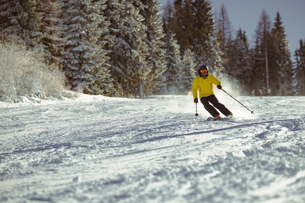 Skier enjoying a day at the Camden Snowbowl near our Hotel in Rockland, Maine